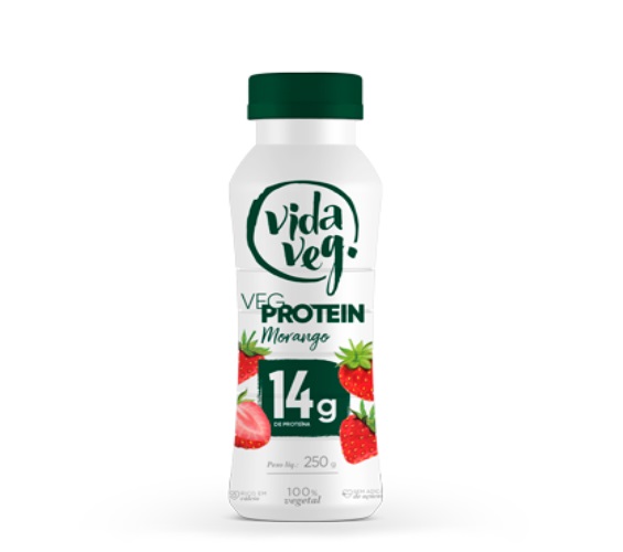 Iogurte Vegetal Morango Vida Veg Protein Frasco 250g