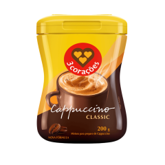 Cappuccino Solúvel Classic 3 Corações Pote 200g