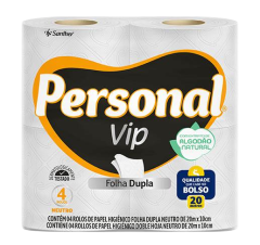 Papel Higiênico Personal Vip Folha Dupla Neutro 20 Metros 4 Un