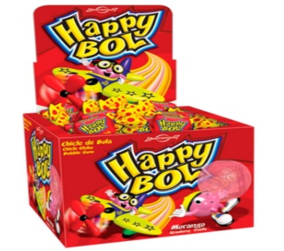 Chicle Florestal Happy Bol Morango 140g