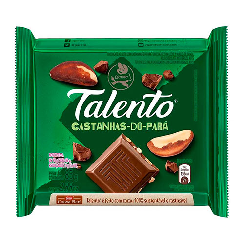 Chocolate Garoto Talento Castanha-do-Pará 85g