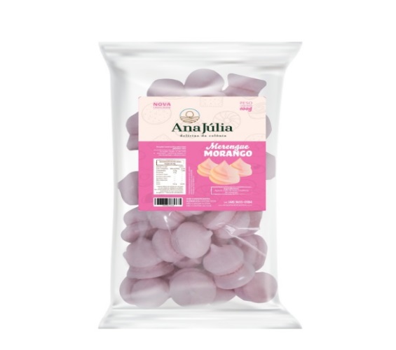 Merengue Ana Julia Morango Sem Gluten Sem Lactose 100g