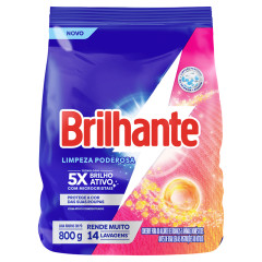 Lava Roupas Em Pó Brilhante Limpeza Total Pacote 800g