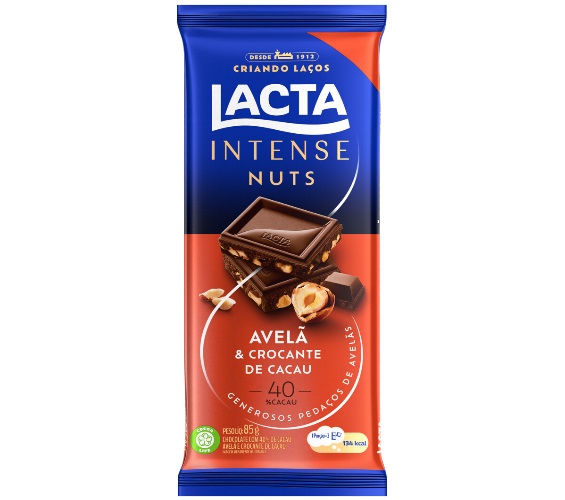 Chocolate Lacta Intense 40% Avelã Crocante Cacau 85g