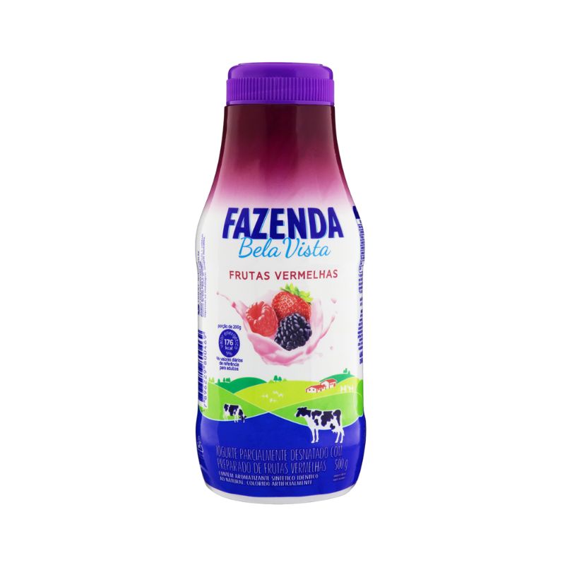 Iogurte Desnatado Fazenda Boa Vista Sabor Frutas Vermelhas 500g