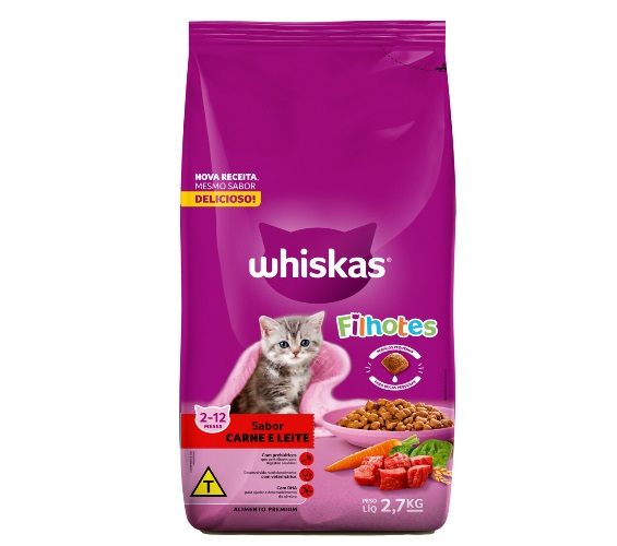 Ração Whiskas Filhote Carne e Leite 2,7Kg