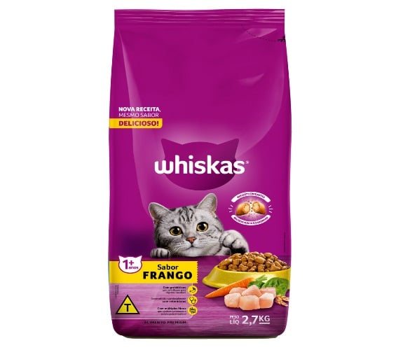 Ração Whiskas Frango 2,7Kg