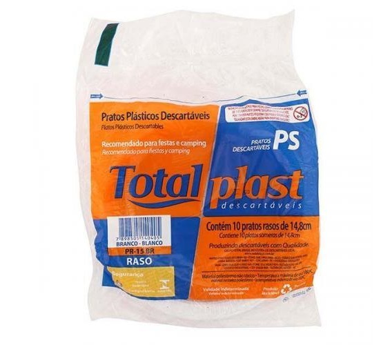 Prato de Plástico Descartável TotalPlast 15cm 10 unidades