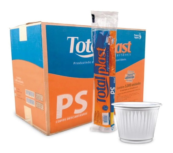 Copo Descartável Totalplast 50ml Branco com 100 Unidades