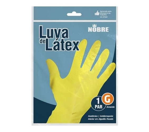 Luva Latex Nobre Slim G Amarela Par