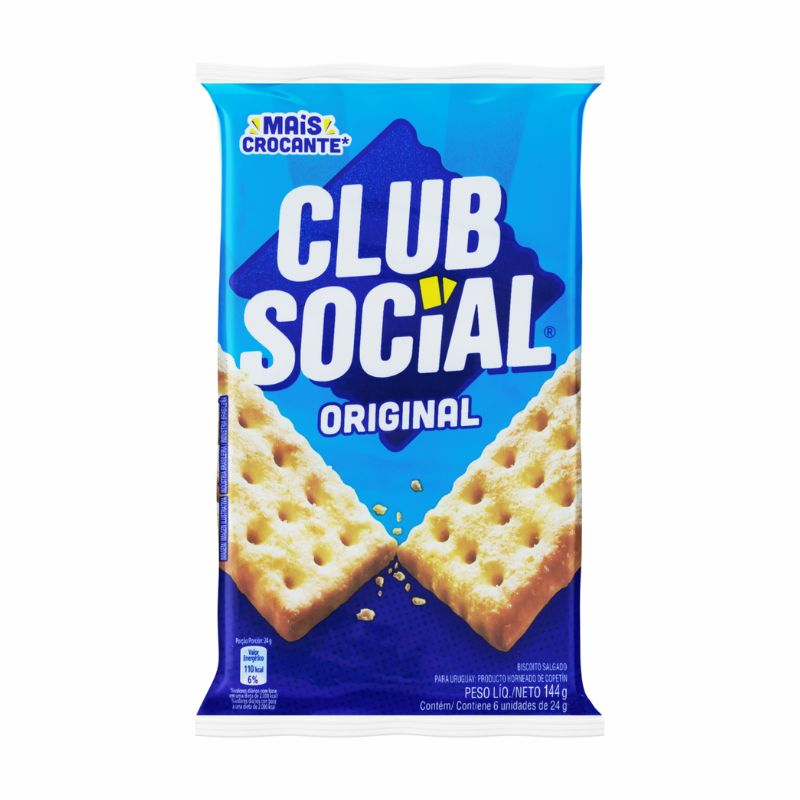 Pack Biscoito Original Club Social Pacote 144g 6 Unidades