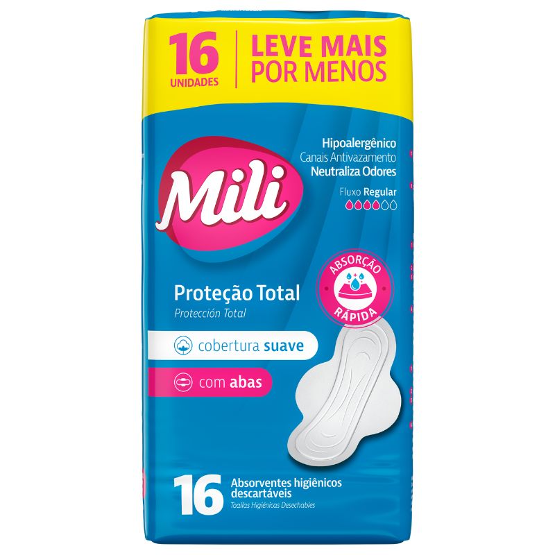 Absorvente Mili Fluxo Baixo Leve 16 pague 14.