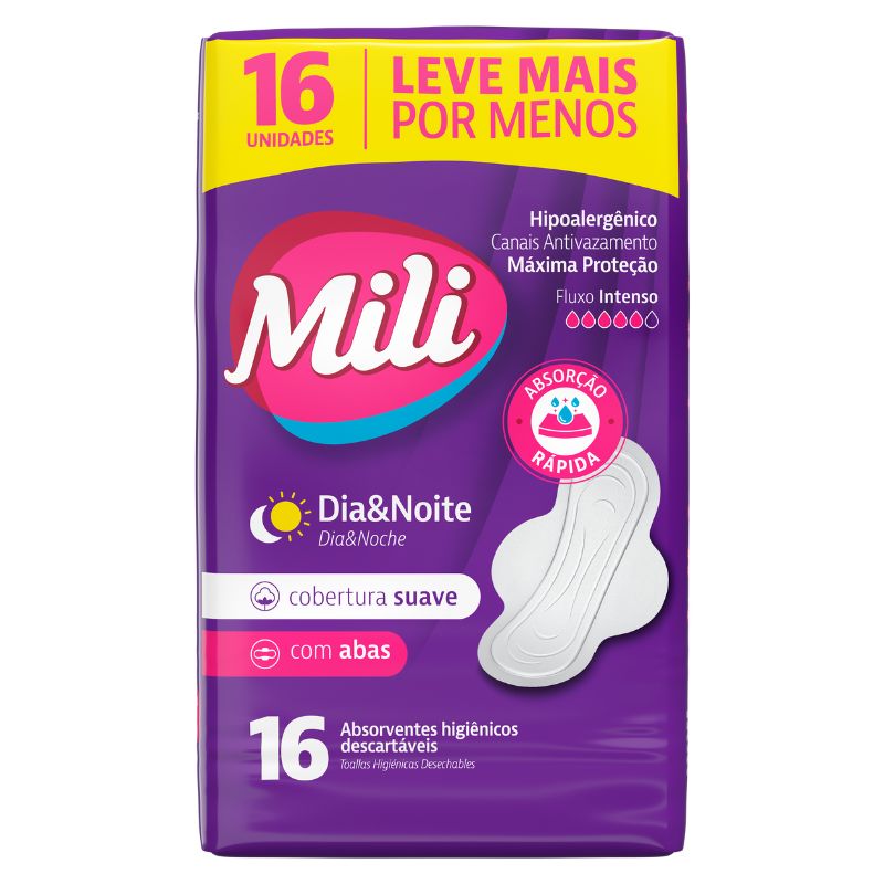 Absorvente MILI  Proteção Discreta Fluxo Moderado Leve 16 Pague 14