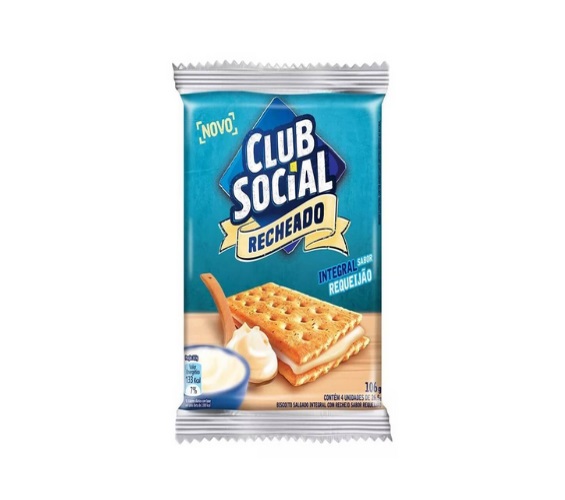 Pack Biscoito Integral Recheio Requeijão Club Social Pacote 106g 4 Unidades