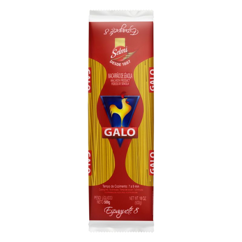 Macarrão Galo Sêmola Espaguete N8 500g