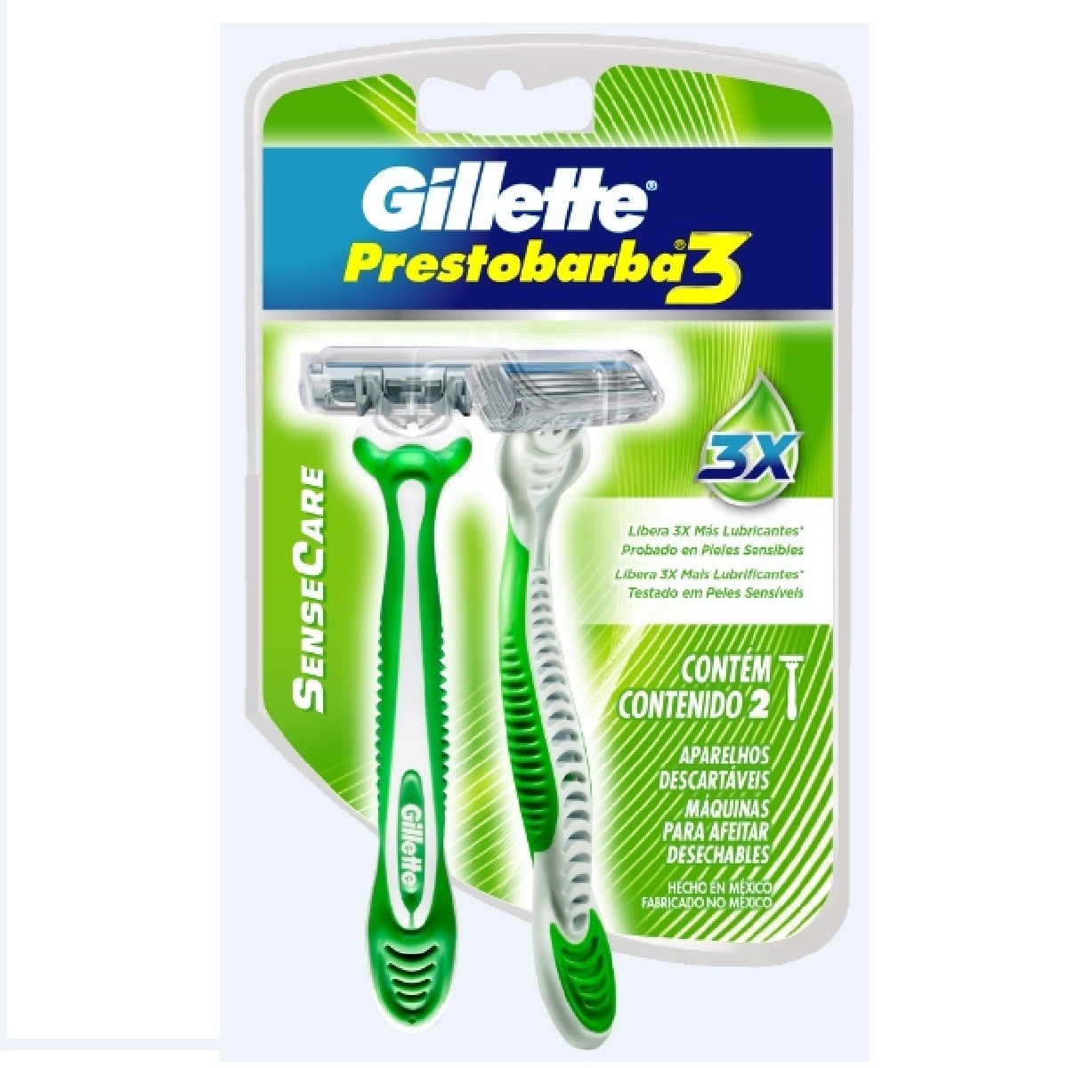 Aparelho Descartável para Barbear Gillette Prestobarba3 SenseCare 2 Unidades