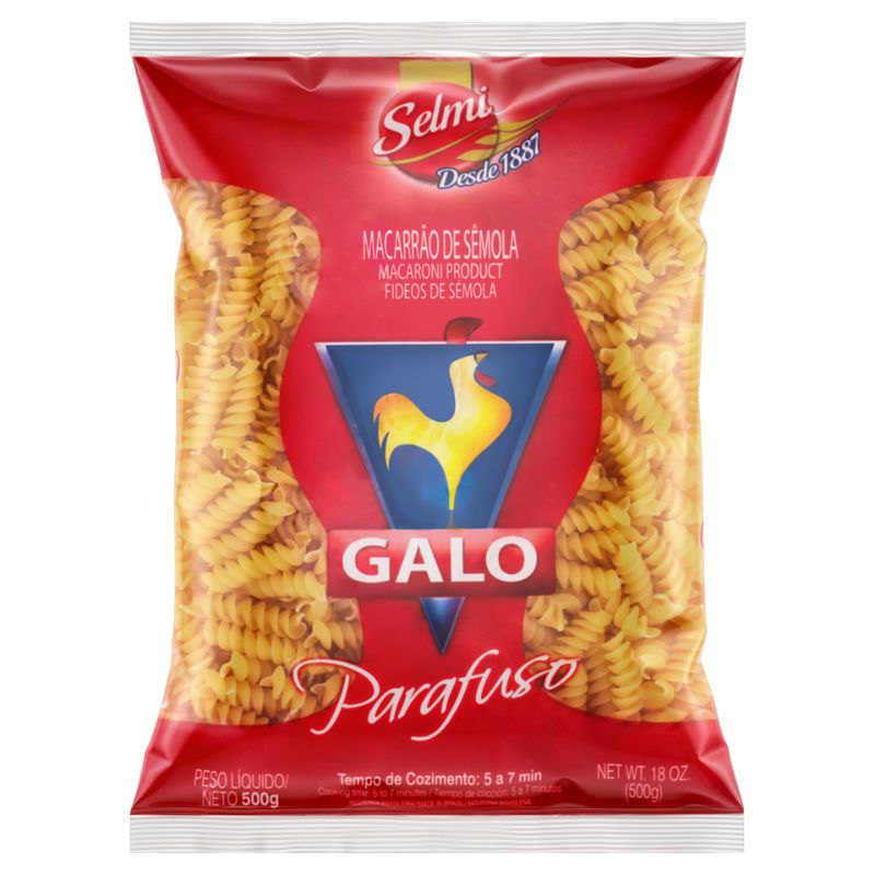 Macarrão Galo de Sêmola Parafuso N2 500g