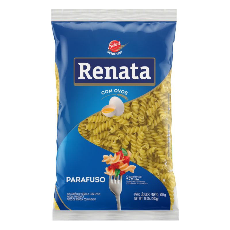 Macarrão de Sêmola com Ovos Parafuso Renata Pacote 500g