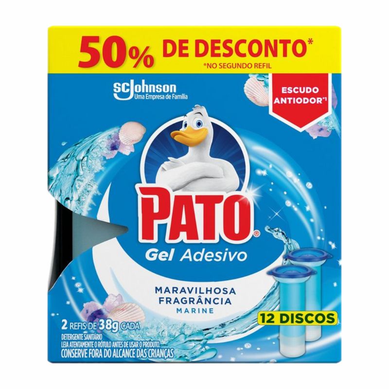 Detergente Sanitário Gel Adesivo Marine Pato 38g Cada 2 Unidades Grátis 50% de Desconto no Segundo Refil