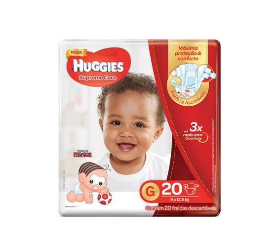 Fralda Descartável Infantil Huggies Supreme Care G Pacote 20 Unidades