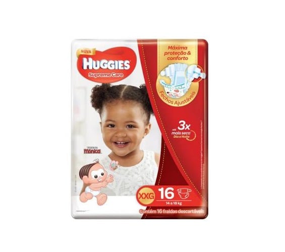 Fralda Descartável Infantil Huggies Supreme Care XXG Pacote 16 Unidades