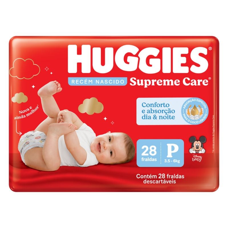 Fralda Descartável Huggies Supreme Care Recém-Nascido P Pacote 28UN