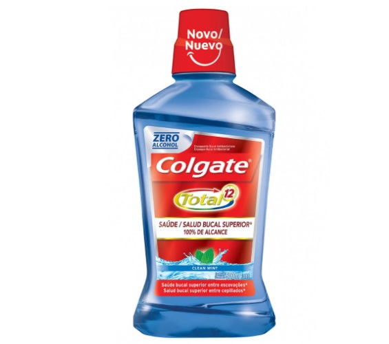 Enxaguante Bucal Antibacteriano Zero Álcool Clean Mint Colgate Total 12 Frasco 500ml