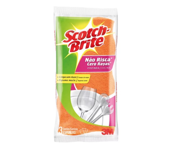 Esponja Não Risca Laranja Scotch-Brite 3 Unidades