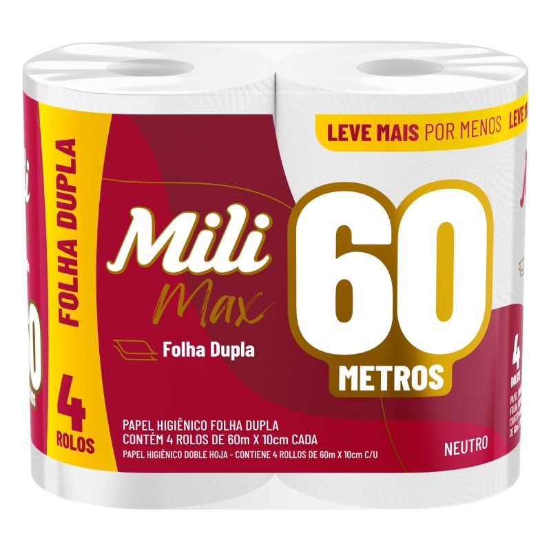 Papel Higiênico Mili Folha Dupla 60M 4UN