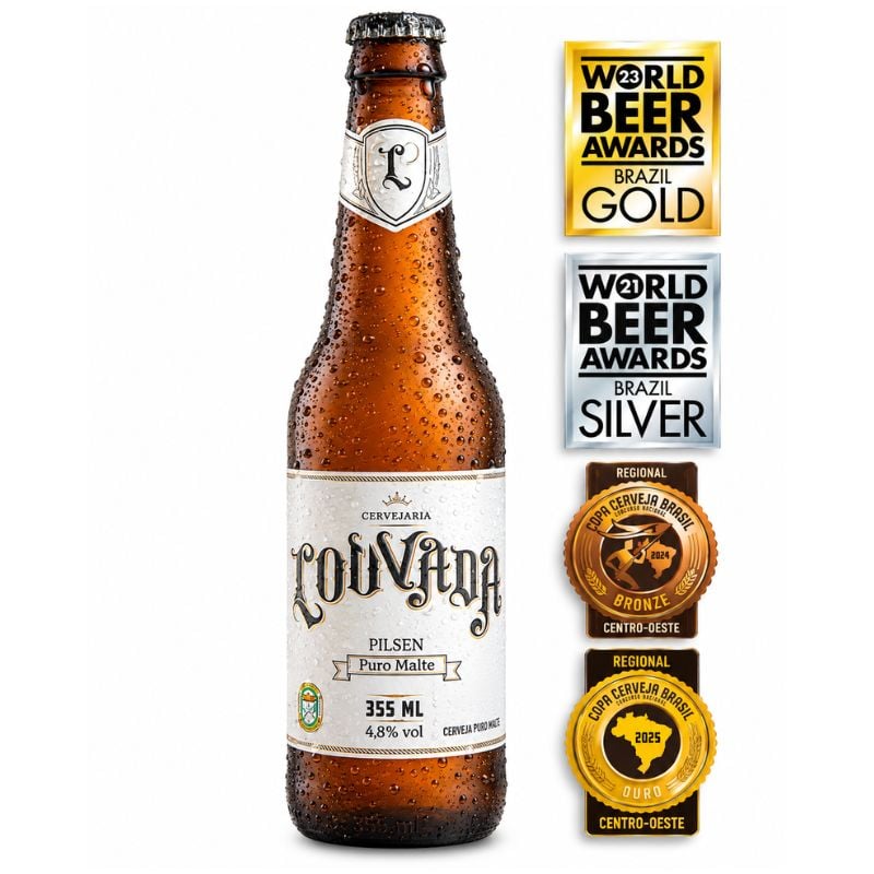 Cerveja Louvada Pilsen Puro Malte Lager 355ml
