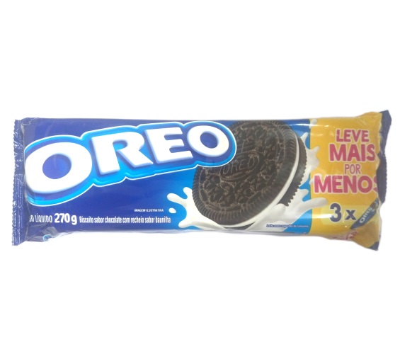 Pack Biscoito Chocolate Recheio Baunilha Oreo Pacote 270g 3 Unidades Leve Mais Pague Menos