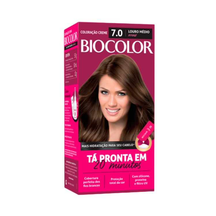 Tinta Biocolor Coloração Creme Louro Médio Arraso 7.0 Mini Kit