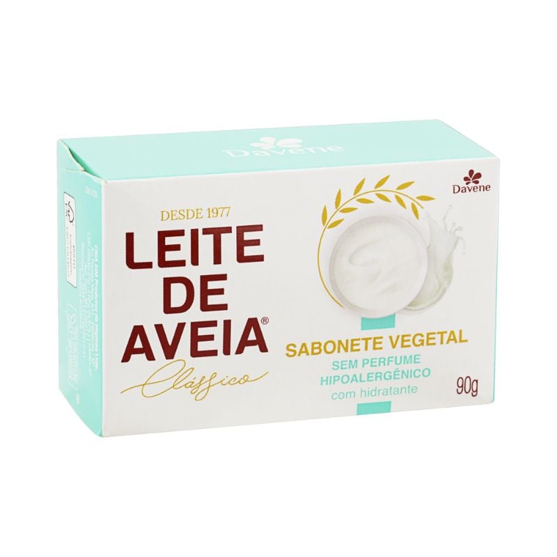 Sabonete em Barra Vegetal sem Perfume Davene Leite de Aveia Clássico Caixa 90g