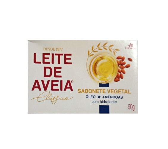 Sabonete em Barra Vegetal Óleo de Amêndoas Davene Leite de Aveia Clássico Caixa 90g