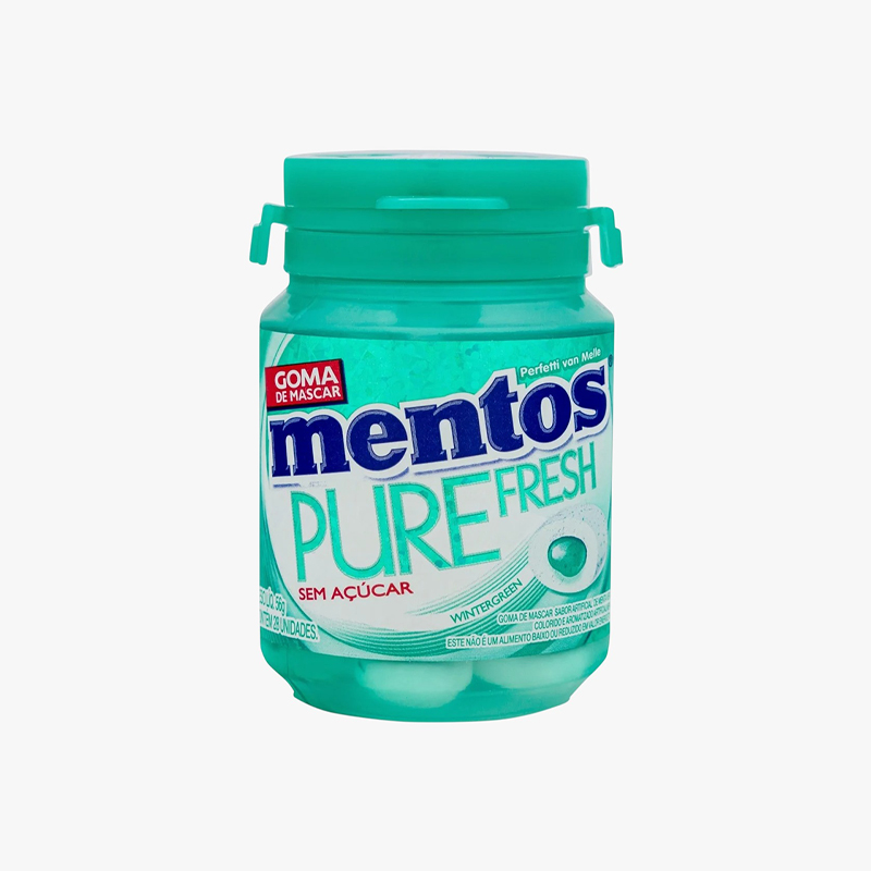 Goma de Mascar Menta Verde Zero Açúcar Mentos Pure Fresh Pote 56g 28 Unidades