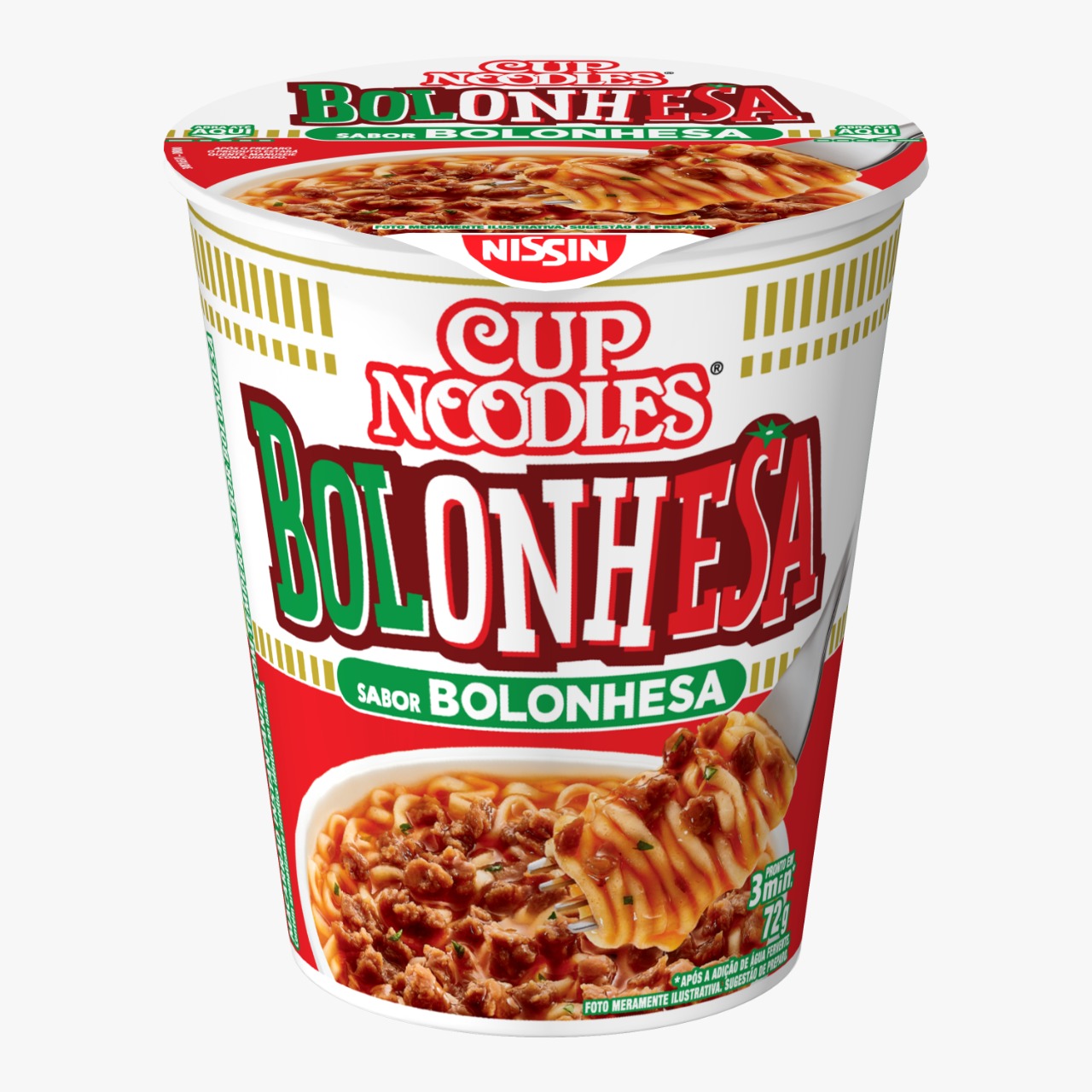Macarrão Instantâneo Bolonhesa Nissin Cup Noodles Copo 72g