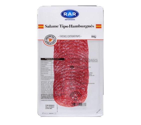 Salame Rar Hamburgues Fatiado 80g