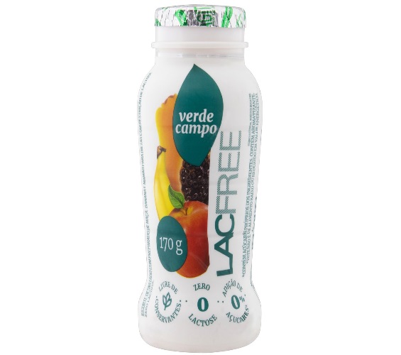 Iogurte Desnatado Maçã, Banana e Mamão Zero Lactose Verde Campo Lacfree Frasco 170g