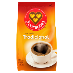Café Torrado e Moído Tradicional 3 Corações Pacote 250g