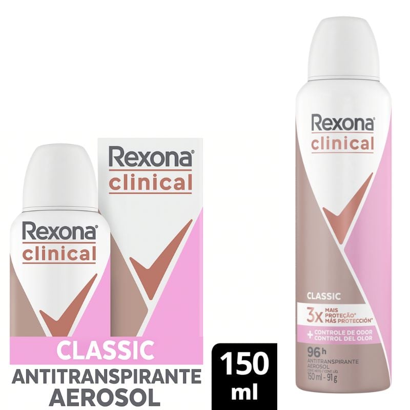 Antitranspirante Aerossol Classic Rexona Clinical 150ml
