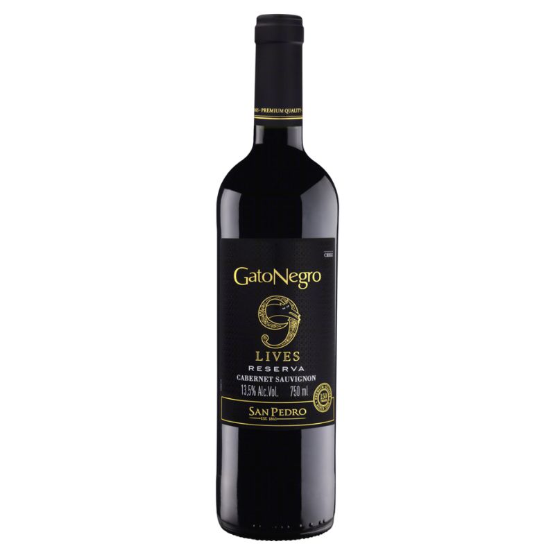 Vinho Chileno Tinto Seco Reserva 9 Lives Gato Negro Cabernet Sauvignon Garrafa 750ml