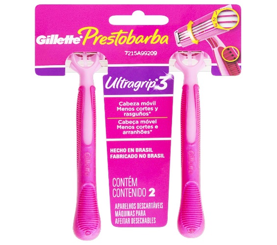 Aparelho Descartável para Depilar Gillette Prestobarba3 Ultragrip 2 Unidades