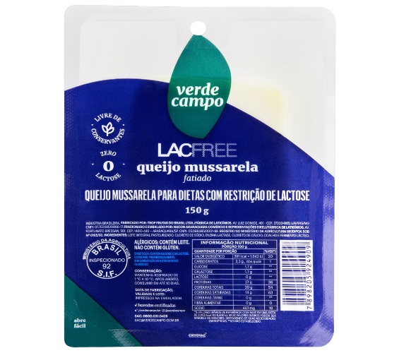 Queijo Mussarela Verde Campo Lacfree Fatiado - 1x1 150g