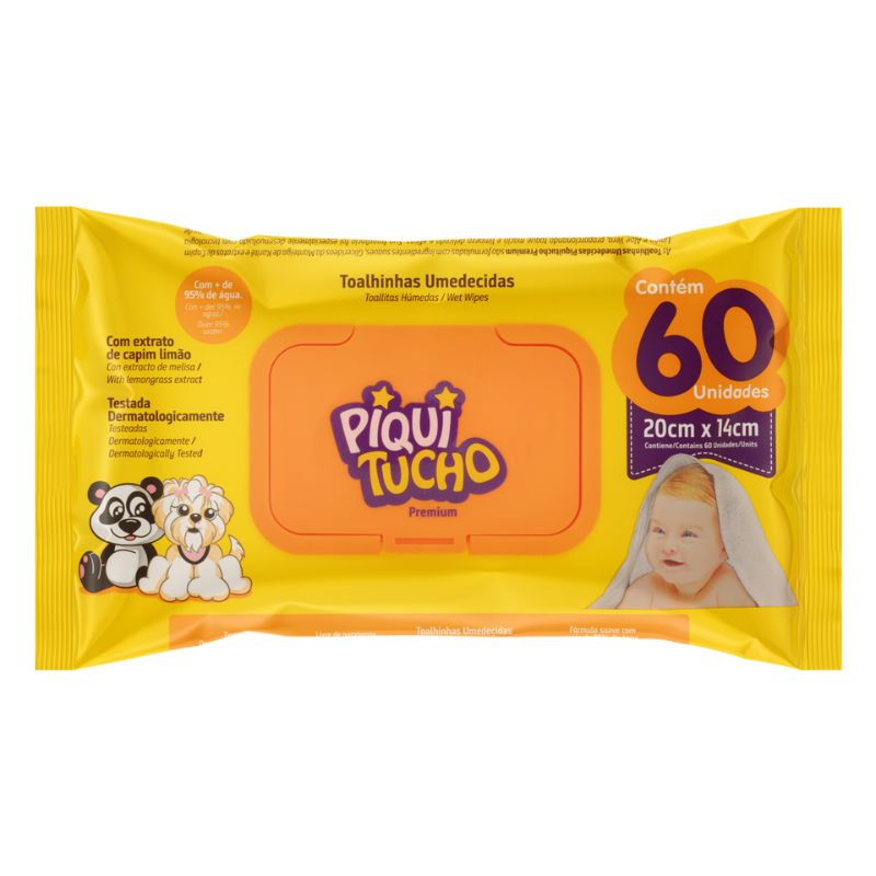 Toalha Umedecida Piquitucho Premium Pacote 60UN