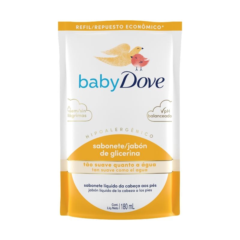 Sabonete Líquido Infantil Dove Baby Cabeça aos Pés Sache Refil Econômico 180ml