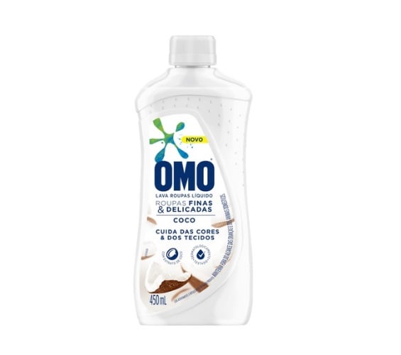 Lava-Roupas Líquido Roupas Finas e Delicadas Coco Omo Frasco 450ml