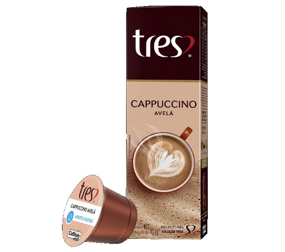 Cappuccino em Cápsula Avelã Tres Caixa 110g 10 Unidades