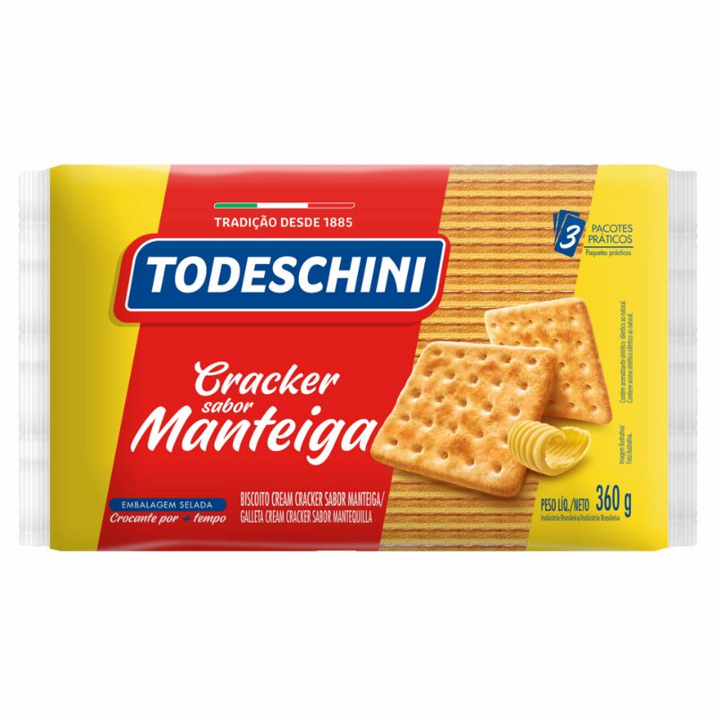 Biscoito Cream Cracker Sabor Manteiga Todeschini 360g