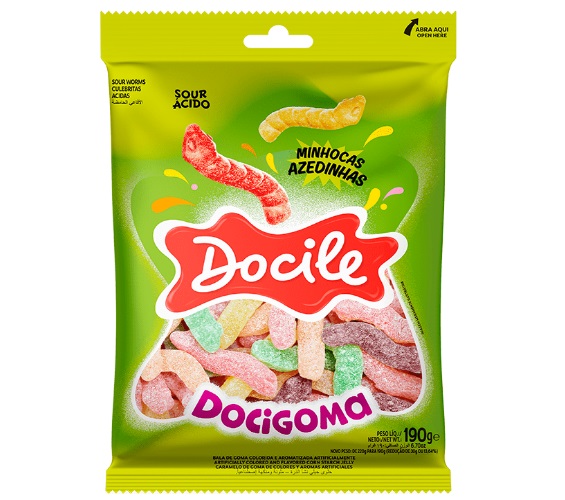 Goma Docile Docigoma Minhoca Azedo 190g