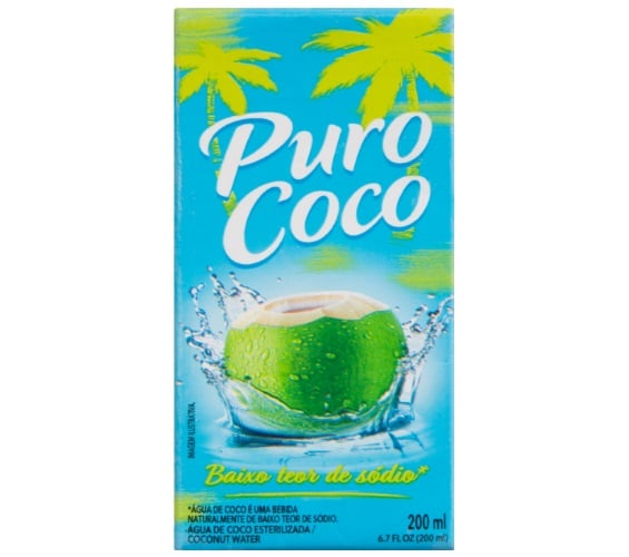 Água de Coco Esterilizada Puro Coco Caixa 200ml
